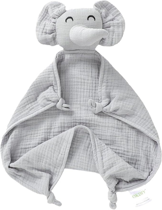 Organic Elephant Loveys for Babies,Muslin Baby Security Blankets for Babies,Soft Elephant Baby Stuffed Animals for Newborn,Baby Snuggle Toy,Baby Gift for Boys and Girls (Grey)