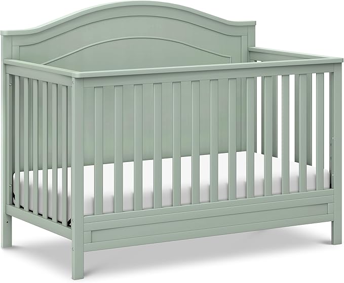 daVinci Charlie 4-in-1 Convertible Crib - GREENGUARD Gold Certified - Converts from Baby Crib to Toddler Bed, Daybed, and Full-Size Bed Effortlessly - 4 Adjustable Heights - Wooden Light Sage Baby Bed