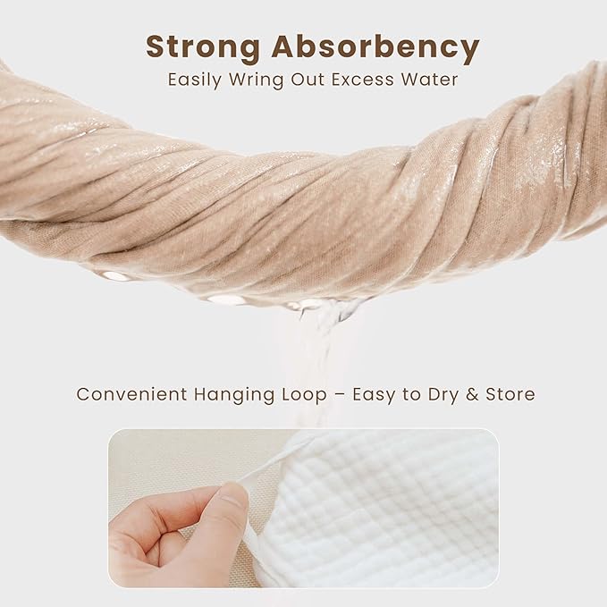 Konssy 2-Pack Muslin Hooded Baby Towels, 100% Cotton, Ultra-Soft & Absorbent Baby Bath Towels with Hood for Newborn & Infant (Cream, Blossom,30" x 30")