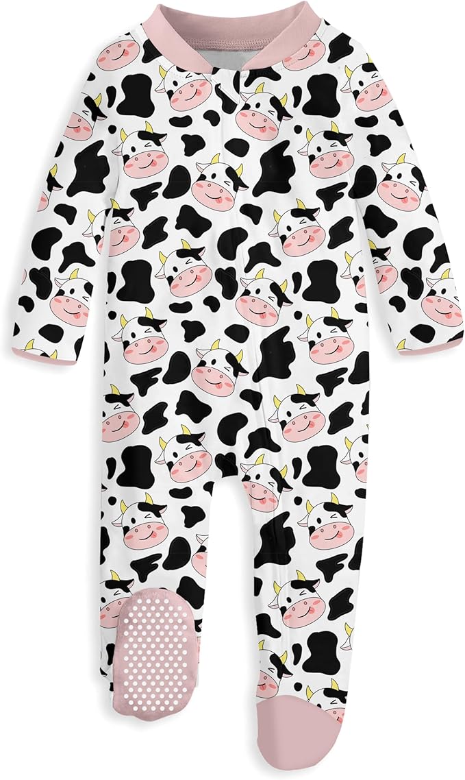 UNIFACO Baby Girls Boys Footed Pajamas One-Piece Sleeper Snug Fit Sleep and Play Zip Front Footie Romper 0-12 Month