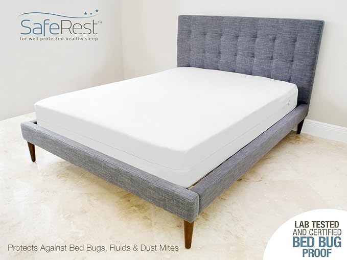 SafeRest Zippered Mattress Protector - Premium 9-12 Inch Waterproof Mattress Cover for Bed - Breathable, Noiseless Washable Mattress Encasement - King