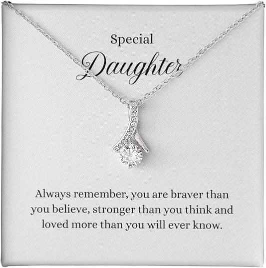 To My Daughter Gift Necklace From Dad or Mom - Badass Daughter Jewelry With Heartfelt Message & Elegant Box