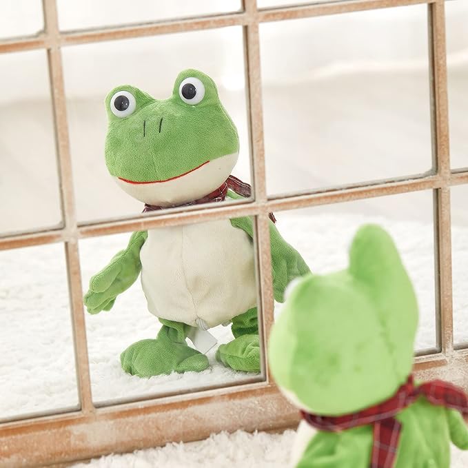 Houwsbaby 12” Green Frog Toy Croaking Frog Musical Stuffed Animal Frolick Froggy Shaking and Waving Electronic Interactive Animate Plush Toy Birthday Holiday Present