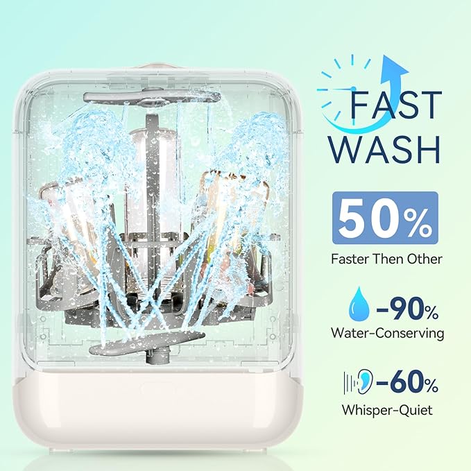 ICUIRE Baby Bottle Washer and Sterilizer and Dryer, Newborn Essential for Parents One-Hand Operation, 4 Sterilize Modes for Baby Stuff, 3.2L Water Tank for Cleaning Bottles, Pump Part &Pacifiers&Bowl