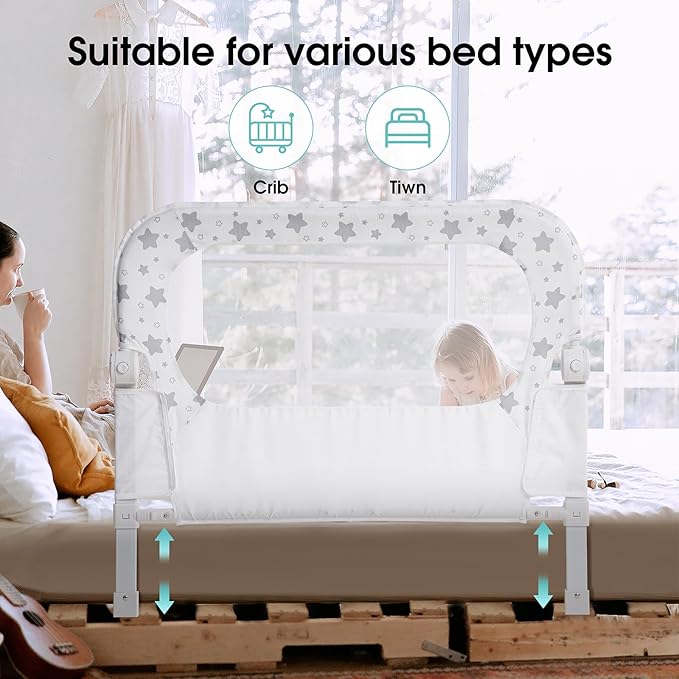 Baby Bed Rail Guard for Crib - 35.7" Toddler Bed Rails for Twin,Full, Queen, Toddlers, Bunk Size Bed Swing Down Bedrail Extral Tall Child Safety Side Railing Guards for Kids