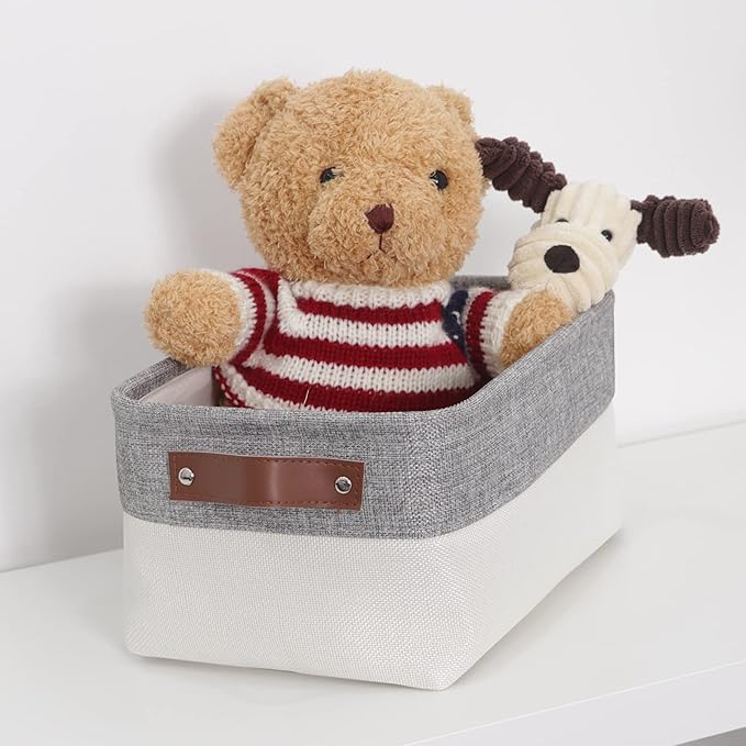 HNZIGE Small Storage Baskets for Organizing(6 Pack) Fabric Storage Baskets for Shelves, Baby Gift Baskets for Empty Closets, Laundry, Nursery, (Gray&White, 11.8" x 7.8" x 5.1")