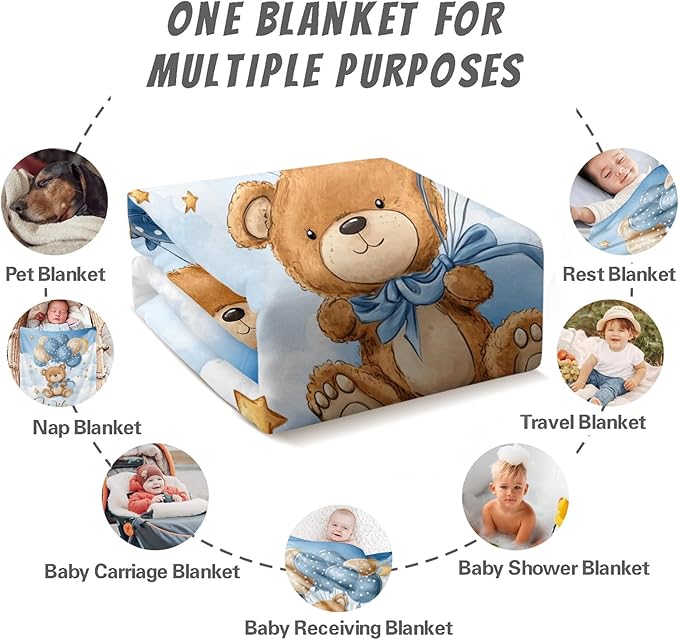 Ship Next Day, Personalized Baby Blanket for Boys Girls - Printed in USA, Custom Baby Blanket with Name Super Soft Plush Flannel, Easter Christmas Brithday Gifts for Baby Shower Kids Toddlers Newborn
