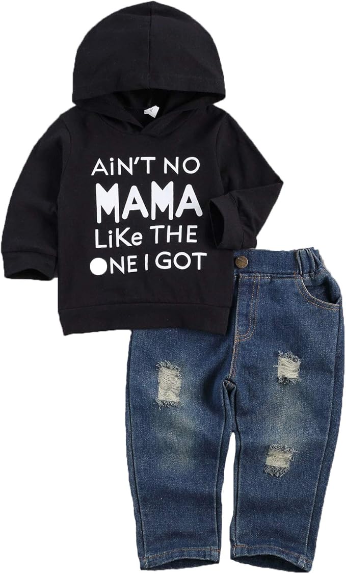 fhutpw Toddler Baby Boy Outfits Hoodie Sweatshirts & Jeans Clothes Set Fall Winter 6 9 12 18 24 Months