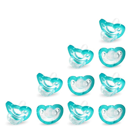 RaZbaby Jollypop Pacifier for Newborns & Up, USA Made, Natural Shaped Orthodontic Binky, Lovingly Shared in NICUs & Hospitals Worldwide, Medical-Grade 100% BPA-Free - 0-3 Months, 10 Pack - Teal