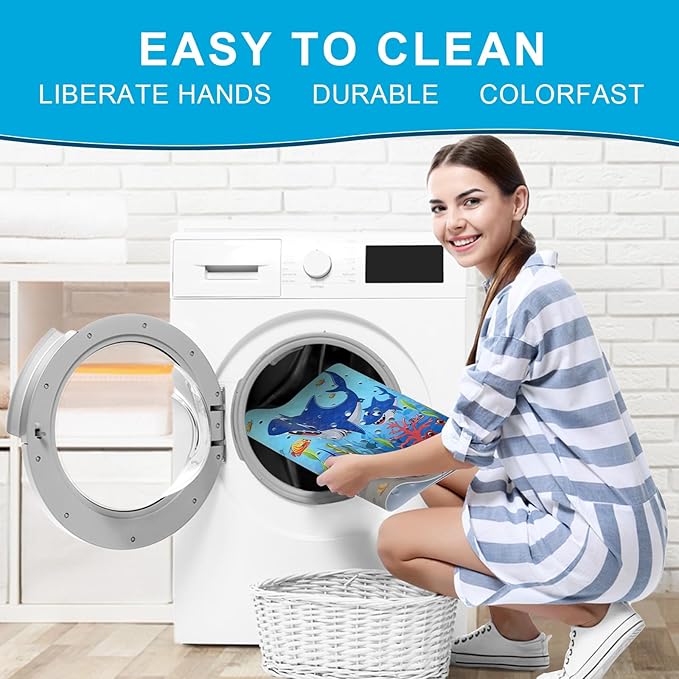 XIYUNTE Baby Bath Mat for Tub Non Slip Kids Bath Mat - 40''x16'' Extra Long Cartoon Shark Baby Bath Tub Mat Eco-Friendly Toddler Bath Mats with Suction Cups and Drain Holes Easy to Clean & Easy Drying