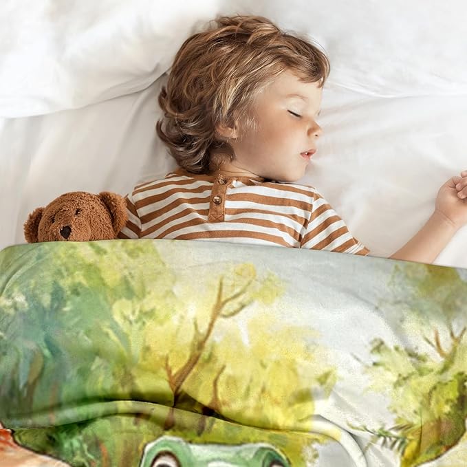 Ship Next Day, Custom Dinosaur Blanket - Printed in USA, Personalized Blankets with Name, Gift for Kids Boys Girls, Unique Present for Birthday, Christmas, Educational Blankets for Children