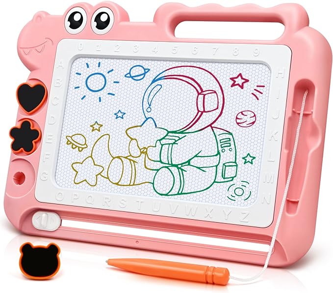 AiTuiTui Magnetic Drawing Board Toddler Toys Gift for 2 3 Year Old Girls Boys, Sketch Writing Doodle Pad Age 2-4 Travel Games, Educational Learning Kids Toys for Toddlers Birthday (Pink)