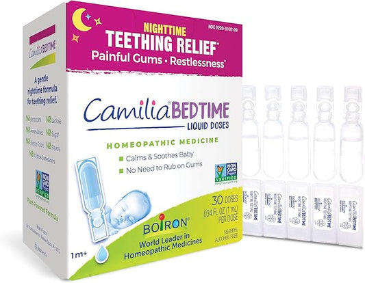Boiron Camilia Bedtime Liquid Doses for Nighttime Teething Relief, Painful Gums, Restlessness, and Irritability - 30 Count