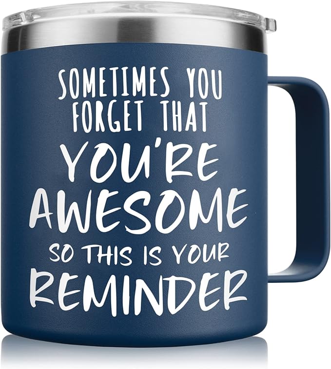 NOWWISH Birthday Gifts for Men - Awesome Coffee Mug, Inspirational & Holiday Presents for Men Him Boyfriend Husband, 14oz Navy Blue