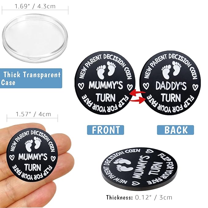 Fathers Day New Baby Gifts for Parents,Double-Sided Decision Coin Gift for New Mom & Dad,Funny Baby Shower Gifts for Couple,Gifts for Pregnant Women as Halloween Thanksgiving Christmas Gift，B-Black