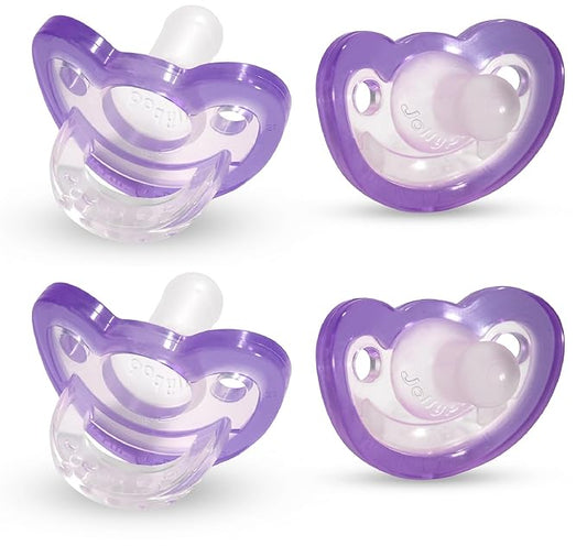 RaZbaby Jollypop Pacifier for Newborns & Up, USA Made, Natural Shaped Orthodontic Binky, Lovingly Shared in NICUs & Hospitals Worldwide, Medical-Grade 100% BPA-Free - 0-3 Months, 4 Pack - Lavender