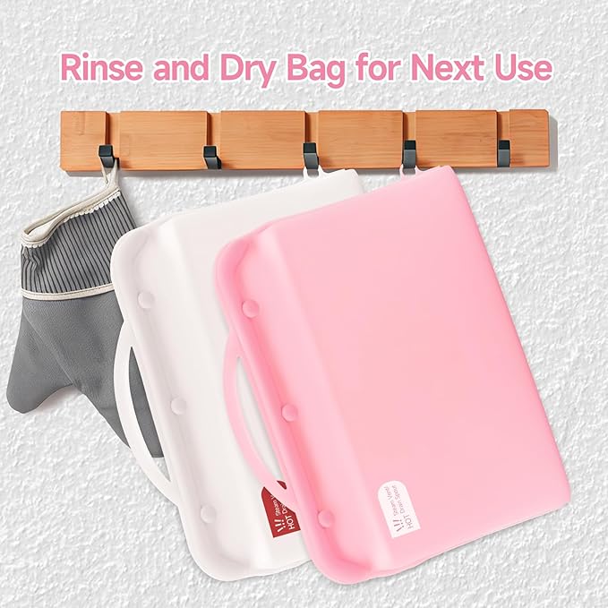 Silicone Microwave Steam Sterilizer Bag for Baby Bottles, Reusable Sterilizing Bag for Pump Parts and Toddler Accessories, Easy to Use Sterilizer Bags Perfect for Home and Travel, Pink (1PC)