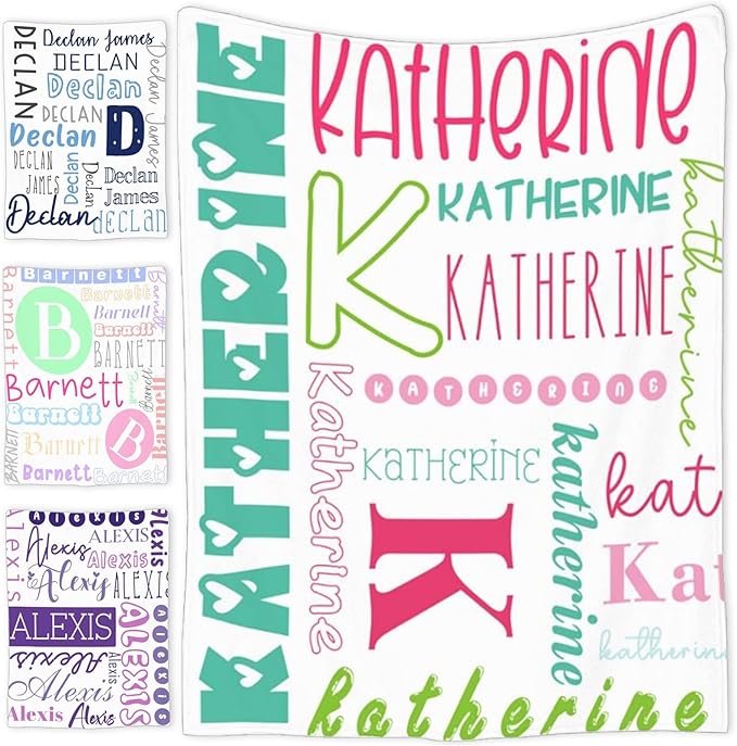 Personalized Baby Blanket for Girls and Boys,Super Soft Custom Baby Blanket with Name,Customized Swaddle Blankets Throw for Newborn,Infant,Toddlers