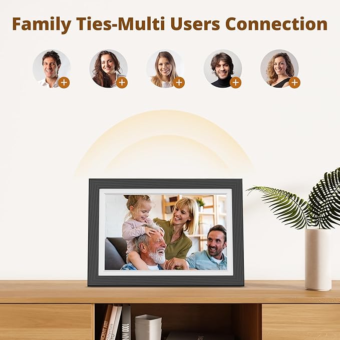 Dragon Touch Digital Picture Frame WiFi 10 inch IPS Touch Screen Digital Photo Frame Display, 32GB Storage, Auto-Rotate, Share Photos via App, Email, Cloud, Classic 10 Brown