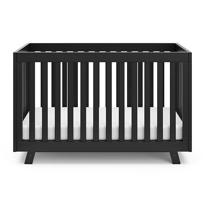 Storkcraft Beckett Convertible Crib (Black) – Converts from Baby Crib to Toddler Bed and Daybed, Fits Standard Full-Size Crib Mattress, Adjustable Mattress Support Base