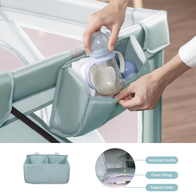 Foldable Baby Playpen, iTiLike Large Playard with Detachable Thicken Mat, Playpen for Babies and Toddlers with Storage Bag, Play Pens with Gate, Indoor & Outdoor Portable Play Yard, Sturdy Baby Fence