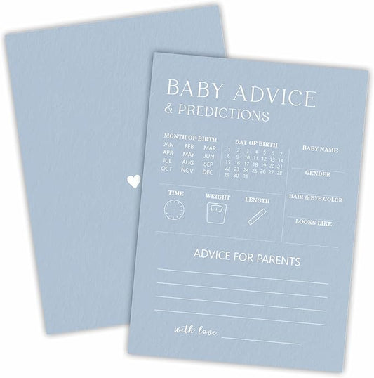 30 Minimalism Baby Shower Game Cards - Mist Blue - Baby Prediction & Advice - Fill In Style Game Set, Party Favor, Gender Reveal, Baby Announcement - A02