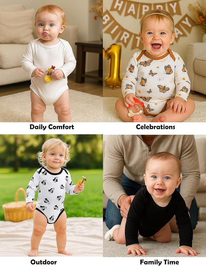 DEFAHN 2PCS Visocse from Bamboo Baby Rompers Unisex Onsies Solid Short Sleeve Baby Bodysuit 0-24 Months