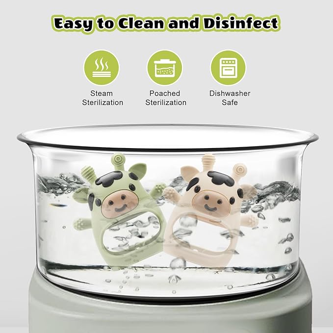 2 Pack Baby Teething Toys for 3-6 6-12 Months, Food Grade Silicone Infant Teether Mitten, Baby Essentials Teething Relief, Newborn Essentials Chew Toys for Sucking Needs