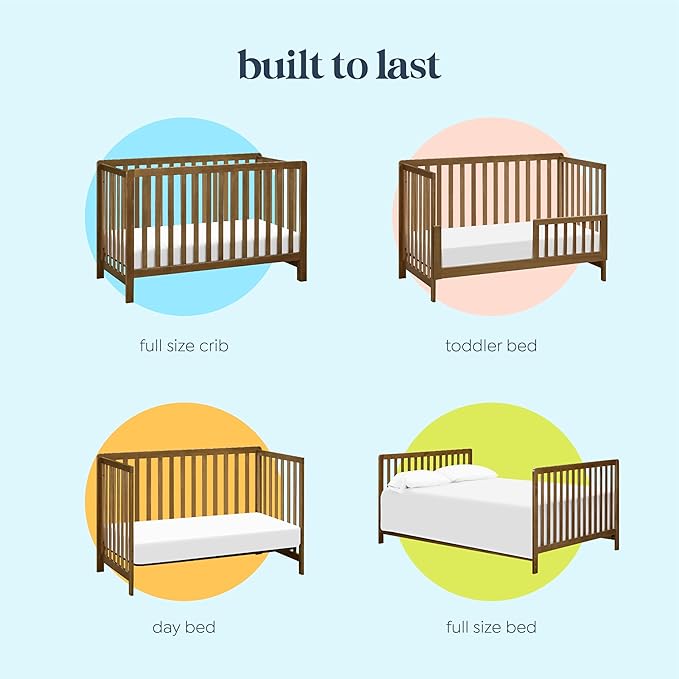 Carter's by DaVinci Colby 4-in-1 Baby Crib Convertible to Toddler Bed, Daybed, Full-Size Bed - Easy Assembly - GREENGUARD Gold Certified, 4 Adjustable Heights, Conversion Kit Sold Separately, Walnut