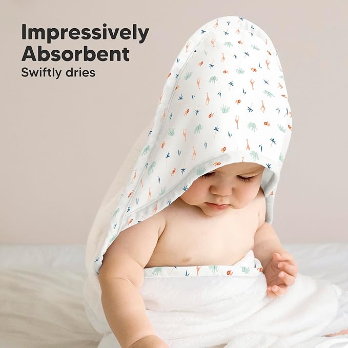 KeaBabies Hooded Baby Towel for Newborn - Viscose Derived from Bamboo Large Baby Bath Towels with Hood for Boys, Girls, Toddler, Extra Absorbent & Soft Newborn Bath Essentials (Wildscape)
