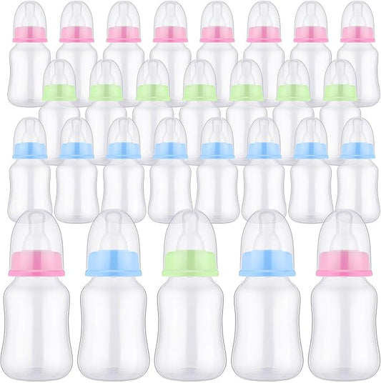 30 Pcs Baby Shower Favors Party Game Mini Baby Bottles Gift Sets for Baby Shower Boy Girl Gender Reveal Birthday Party Supplies Gift (Pink,Blue,Green)