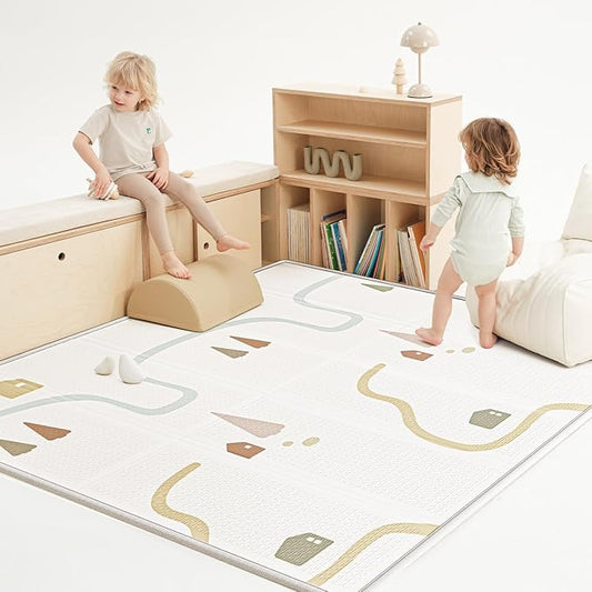 Baby Play Mat, 0.6" Foam Thicker Baby Playmats, Large Foldable 78"x70" Play Mat for Babies, Waterproof & Reversible Baby Mat for Floor, Crawling Baby Mat for Indoor&Outdoor&Travel(70*78*0.6)