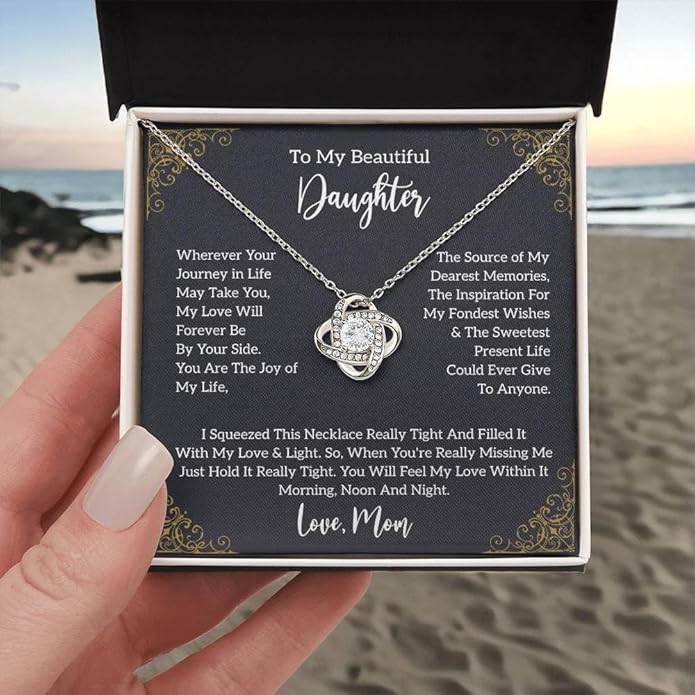 To My Daughter Gift Necklace From Dad or Mom - Badass Daughter Jewelry With Heartfelt Message & Elegant Box