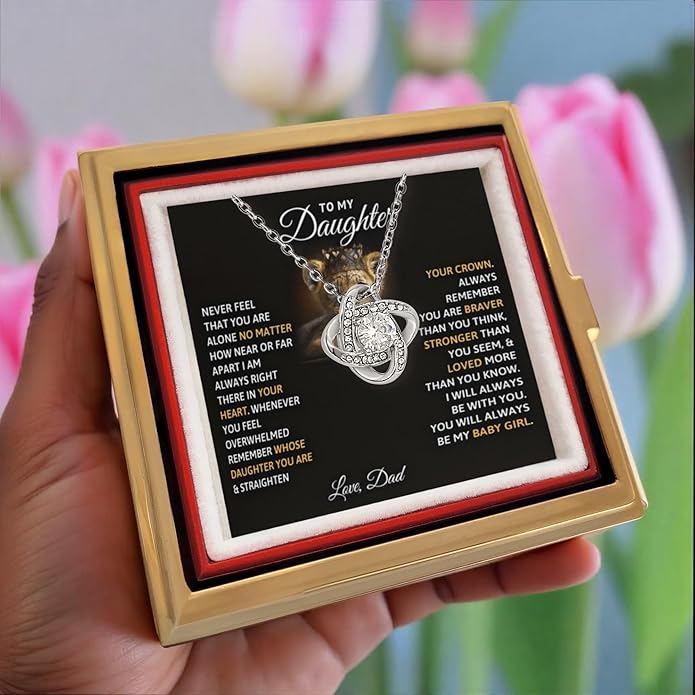 To My Beautiful Daughter Necklace from Mom & Dad | Cubic Zirconia Pendant with Heartfelt Message Card & Gift Box | Daughter Birthday, Graduation, Christmas Jewelry Gift from Parents