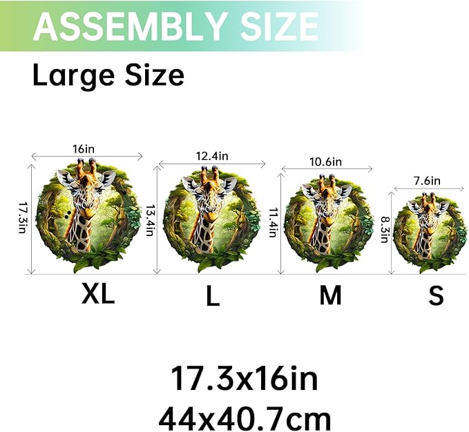Jigfoxy Wooden Puzzles for Adults, Giraffe Wood Puzzles Adult, Unique Animal Shape Wooden Jigsaw Puzzles for Adults, Birthday Gifts for Puzzle Lovers, Family, Friend (M-11.4 * 10.6in-180pcs)