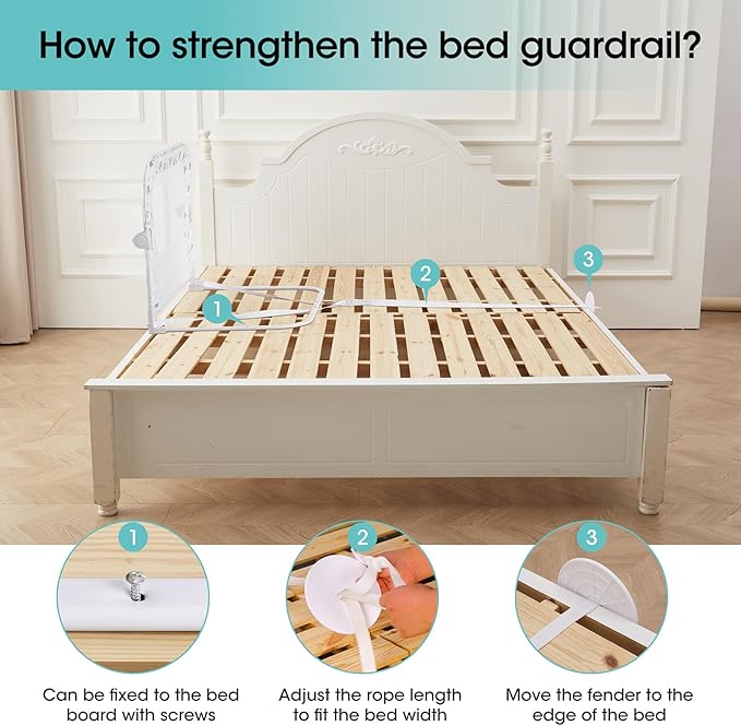 Baby Bed Rail Guard for Crib - 35.7" Toddler Bed Rails for Twin,Full, Queen, Toddlers, Bunk Size Bed Swing Down Bedrail Extral Tall Child Safety Side Railing Guards for Kids