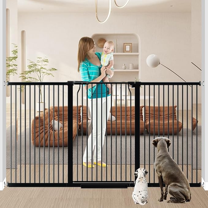 40.5" Tall Baby Gate 74-76.7" Wide No Drilling Tall Pet Gate Cat Gate Extra Wide Baby Gate Safety,Extra Narrow Auto-Close for Indoor Stairs, Doorways, and Kitchen