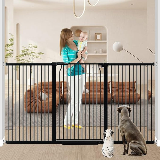 40.5" Tall Baby Gate 74-76.7" Wide No Drilling Tall Pet Gate Cat Gate Extra Wide Baby Gate Safety,Extra Narrow Auto-Close for Indoor Stairs, Doorways, and Kitchen
