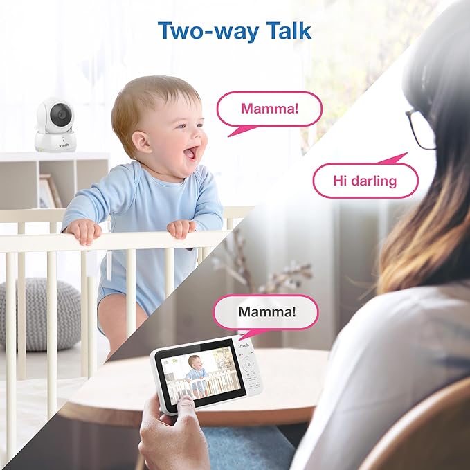 VTech VM924 Remote Pan-Tilt-Zoom Video Baby Monitor, 5" LCD Screen, Up to 17 Hrs Video Streaming, Night Vision, Up to 1000ft Range, Soothing Sounds, 2-Way Talk, Temperature Sensor,Secured Transmission