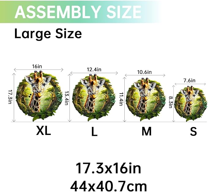 Jigfoxy Wooden Puzzles for Adults, Giraffe Wood Puzzles Adult, Unique Animal Shape Wooden Jigsaw Puzzles for Adults, Birthday Gifts for Puzzle Lovers, Family, Friend (S-8.3 * 7.6in-100pcs)