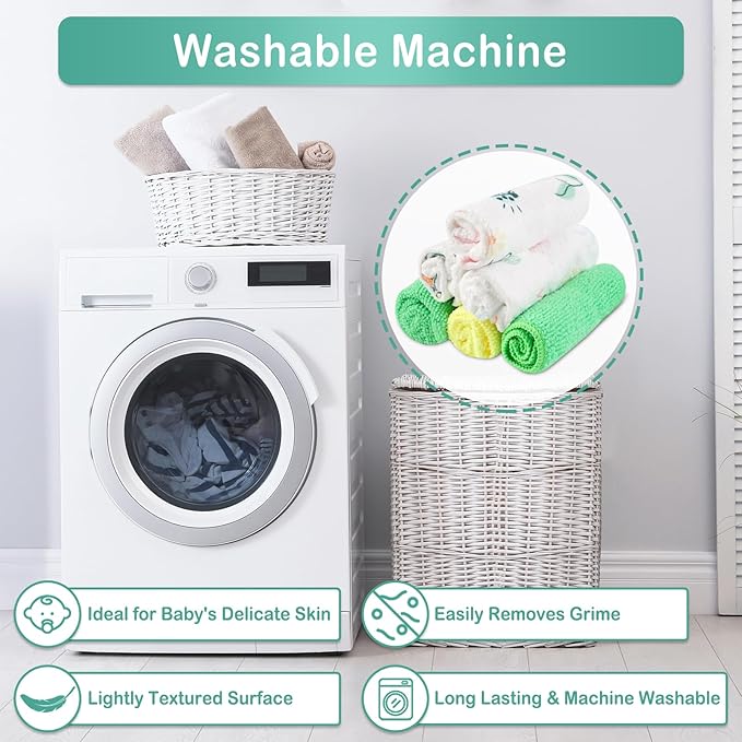 Viviland Baby Washcloths, Super Soft Baby Bath Towels for Newborn 24 Pack, Absorbent Face & Body Wash Cloth for Baby Girl, Butterfly Pattern, 9 x 9 inch