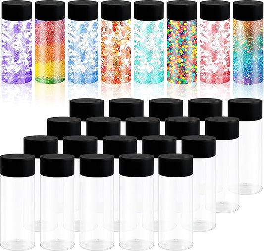 28 Pcs Empty Plastic Sensory Bottles with Lids, 10 oz/ 300 ml Leakproof Clear Reusable Bottles for Sensory Crafts Classroom Handmade Party Supply