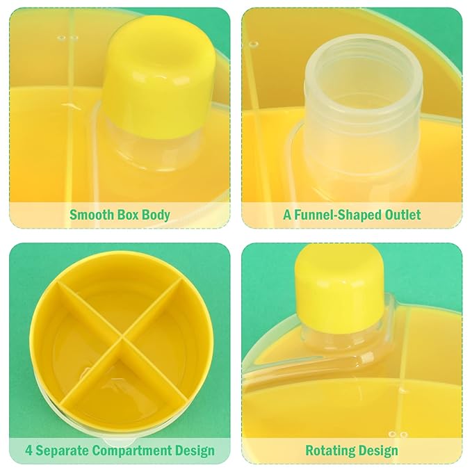 Accmor Formula Dispenser On The Go, Non-Spill Rotating Four-Compartment Formula Container To Go, Milk Powder Snack Storage Container for Infant Toddler Travel Outdoor, Yellow
