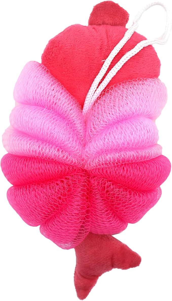 Cute Unicorn Kids Bath Loofahs Balls for Baby Girls Boys Mesh Shower Ball Pouf Exfoliating Bath Sponge Body Cleaner Bath Accessories (Pink Mermaid)