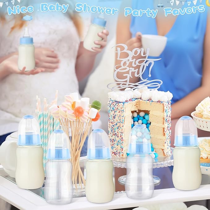 30 Pcs Baby Shower Favors Party Game Mini Baby Bottles Gift Sets for Baby Shower Boy Girl Gender Reveal Birthday Party Supplies Gift (Blue)
