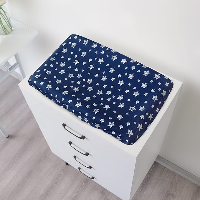 Changing Pad Cover for Boys Girls 2 Pack, Lovely Print Soft Unisex Diaper Change Table Sheets, Fit 32"x16" Contoured Pad, Comfy Cozy 2-Pack Cradle Sheets, Grey & Navy