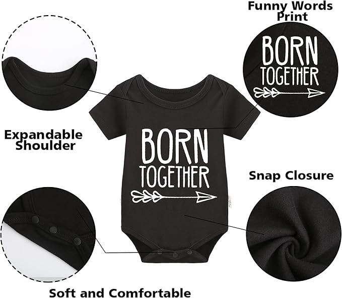 YSCULBUTOL Baby Twins Bodysuits Best Friends Forever Baby Clothes Set with Bibs Girl Outfit with hat