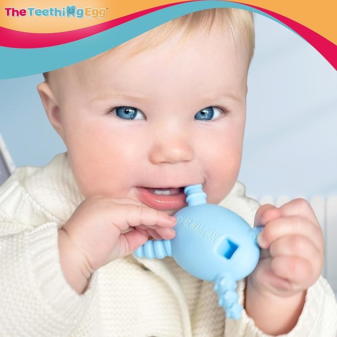 The Official Molar Magician Baby Teether - Freezable Molar Teething Toy for Baby, Infant & Toddler - Made in The USA - Sensory Toy 3-12, up to 18 Months, Blue
