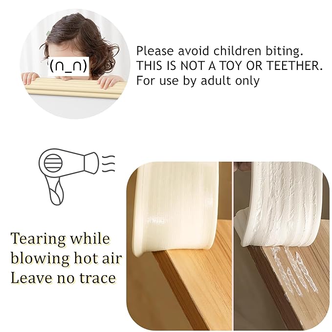 M2cbridge L Shape Extra Thick Furniture Table Edge Protectors Foam Baby Safety Bumper Guard 6.5 Ft (Off White (6.5ft x 2))
