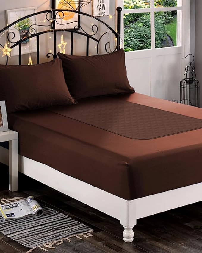 Hide Stains Washable Waterproof Bed Pads 45x56 Inch (2 Pack), Extra Large for Incontinence, Bed Wetting, and Pet Protection, Brown Ideal for Elderly, Adults, Kids and Pets